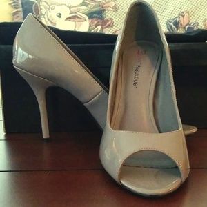 Open Toe Patent Leather Look Heels